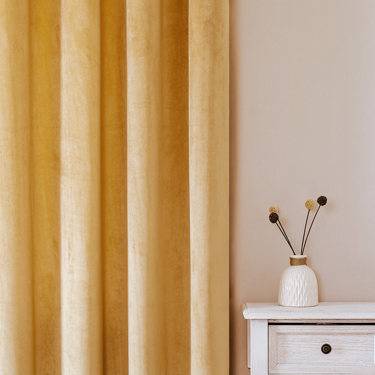 Rideaux en velours, 1 panneau, jaune, 132*164cm/132*214cm/132*244cm