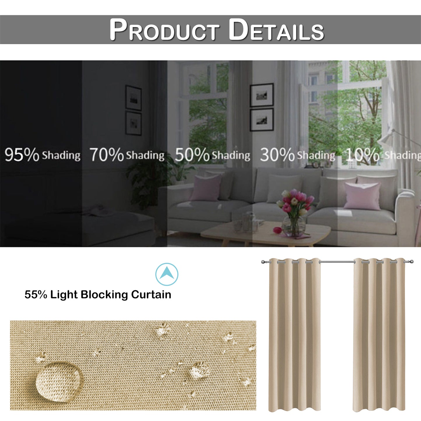 Rideau imperméable pour patio extérieur