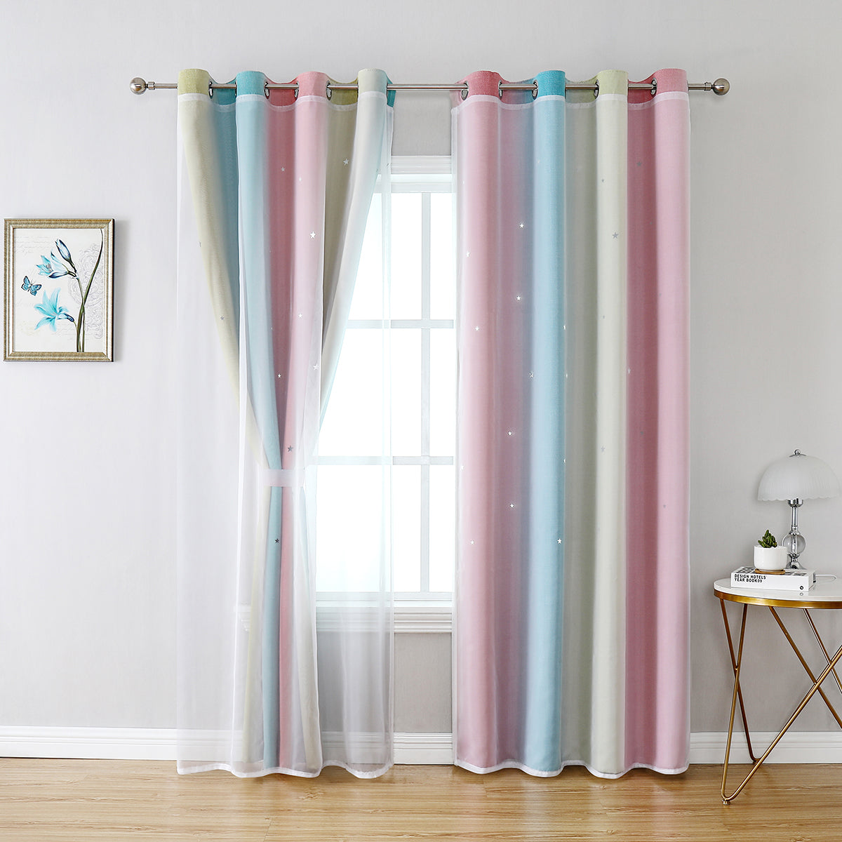 Rideaux occultants à double couche, 1 panneau, rose, 100 x 130 cm/134 x 160 cm/134 x 210 cm/134 x 240 cm