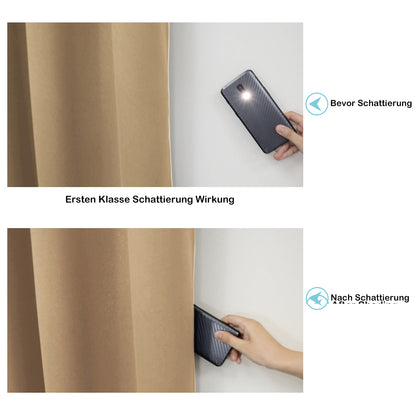 Rideaux 100 % occultants, 1 panneau, beige, 132 cm x 160 cm/132 cm x 213 cm