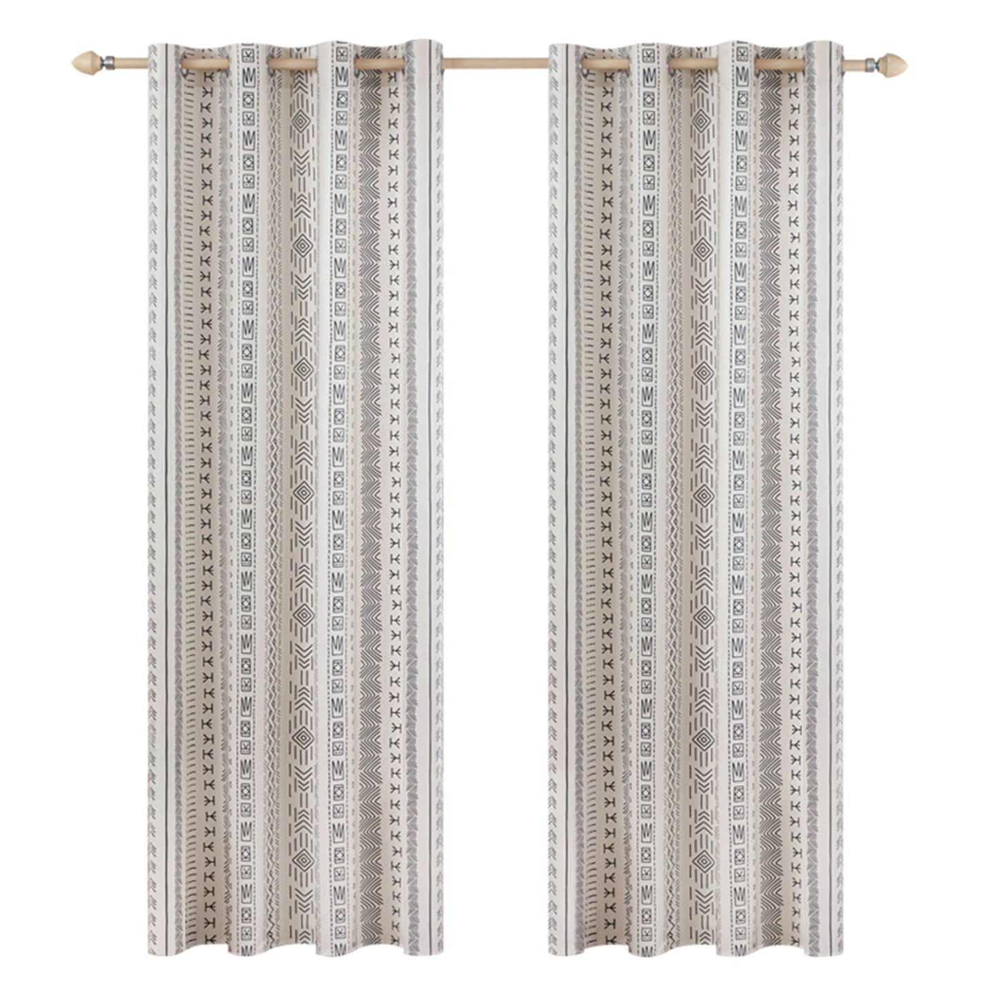 2er Set Vintage Boho Outdoor Vorhänge – Wasserdicht für Terrasse und Garten