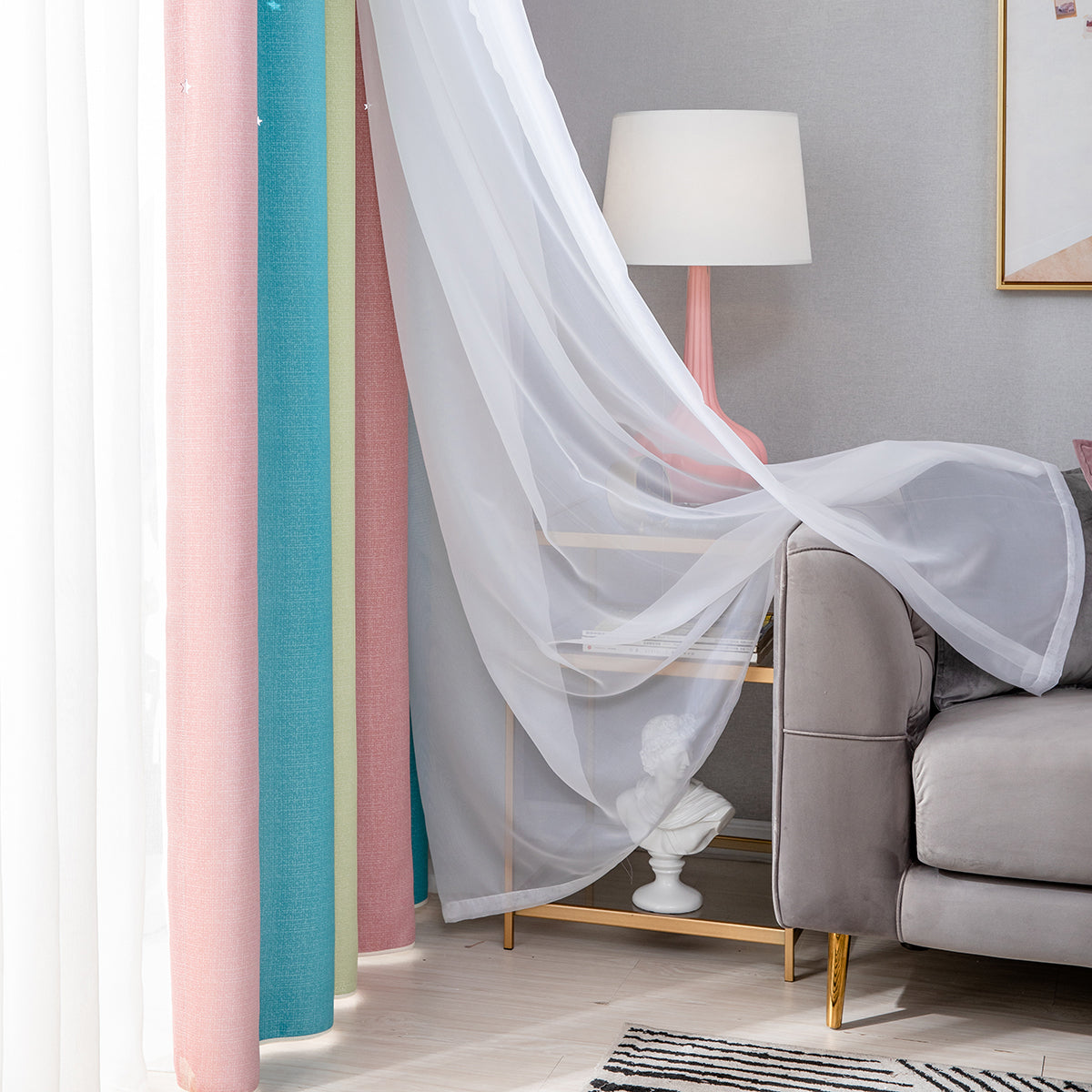 Rideaux double épaisseur ombrés étoiles, 1 panneau, rose, 134 x 160 cm/134 x 210 cm/134 x 240 cm/134 x 269 cm
