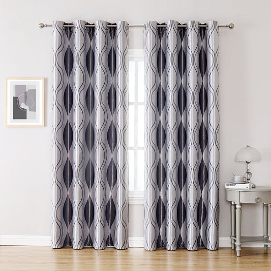 Geometric Curtains, 1 Panel, Gray, 100*130cm/100*250cm/140*260cm
