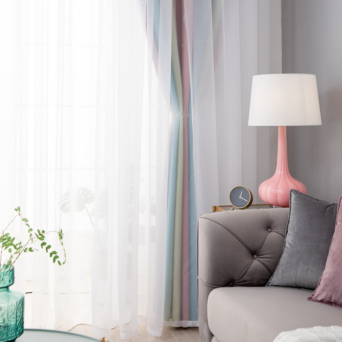 Rideaux double épaisseur ombrés étoiles, 1 panneau, rose, 134 x 160 cm/134 x 210 cm/134 x 240 cm/134 x 269 cm