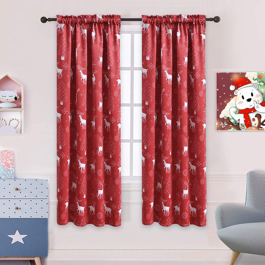 Christmas Blackout Curtains, 1 Panel, Elk, 80*183cm