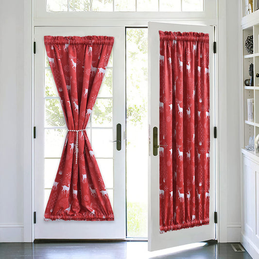 Christmas Printed Blackout Curtains, 1 Panel, Elk, 83x183cm