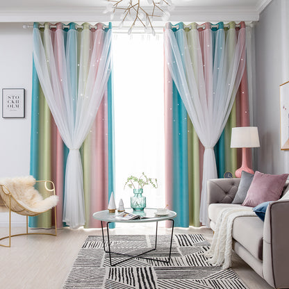 Rideaux double épaisseur ombrés étoiles, 1 panneau, rose, 134 x 160 cm/134 x 210 cm/134 x 240 cm/134 x 269 cm
