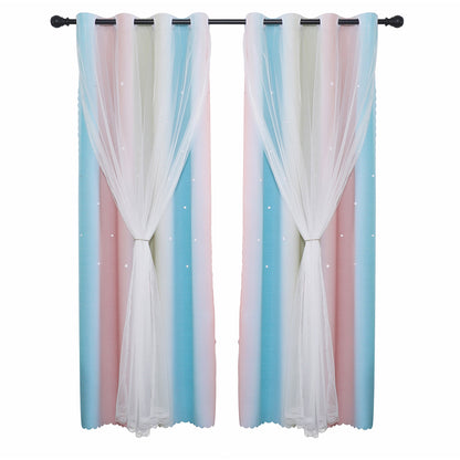 Rideaux occultants Princess à double épaisseur, 1 panneau, bleu, 130x160cm/130x215cm/130x243cm