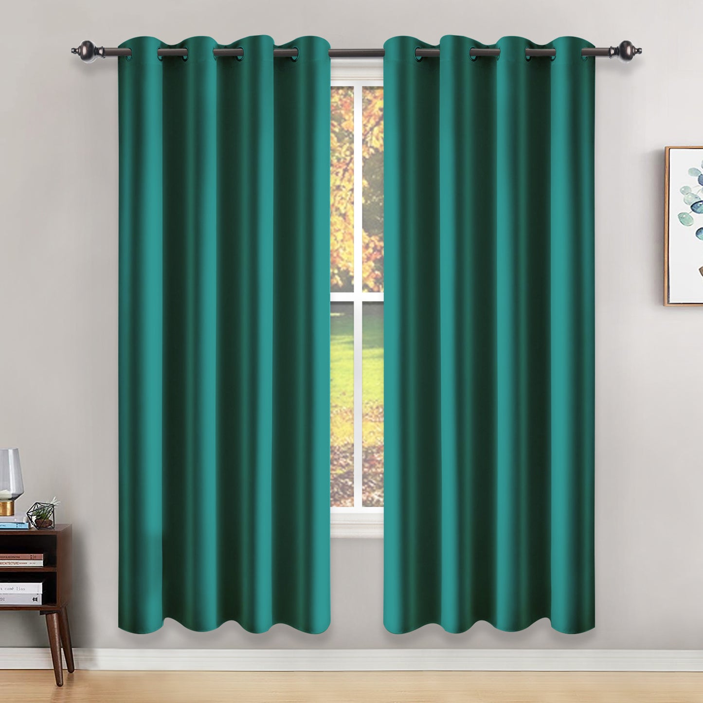 Silk Satin Curtains, 1 Panel, Green, 132*160cm/132*183cm/132*213cm