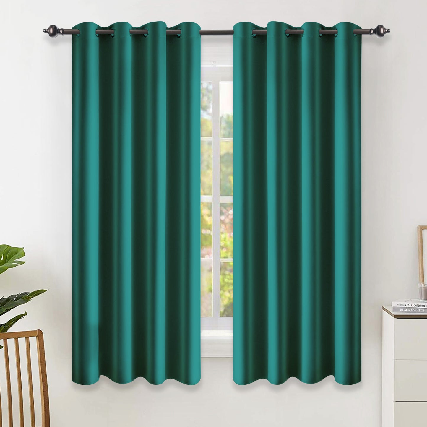 Silk Satin Curtains, 1 Panel, Green, 132*160cm/132*183cm/132*213cm