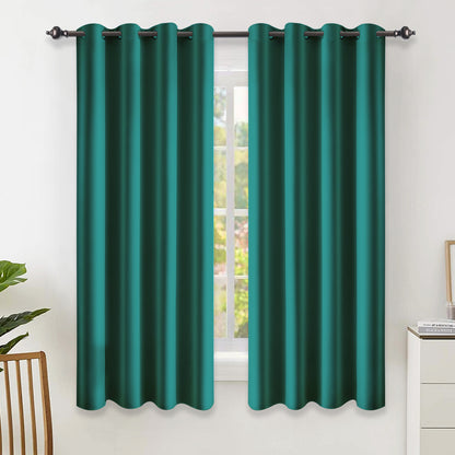 Silk Satin Curtains, 1 Panel, Green, 132*160cm/132*183cm/132*213cm