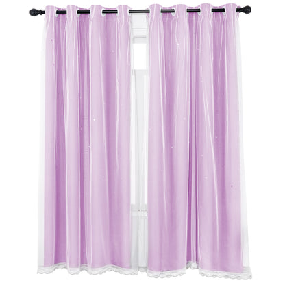 Double-Layer Blackout Curtains, 1 Panel, Purple, 130x160cm/130x215cm/130x243cm