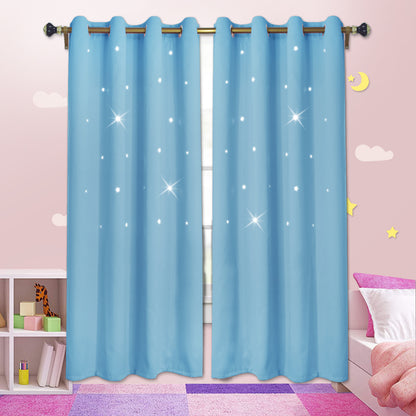 Stars Blackout Curtains, 1 Panel, Blue, 132x160cm/132x183cm/132x213cm