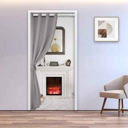 Rideaux de porte en coton, 1 panneau, gris, 132x203cm/132x244cm