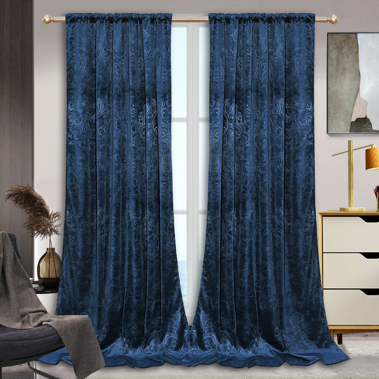Rideaux occultants doublés de velours roulé