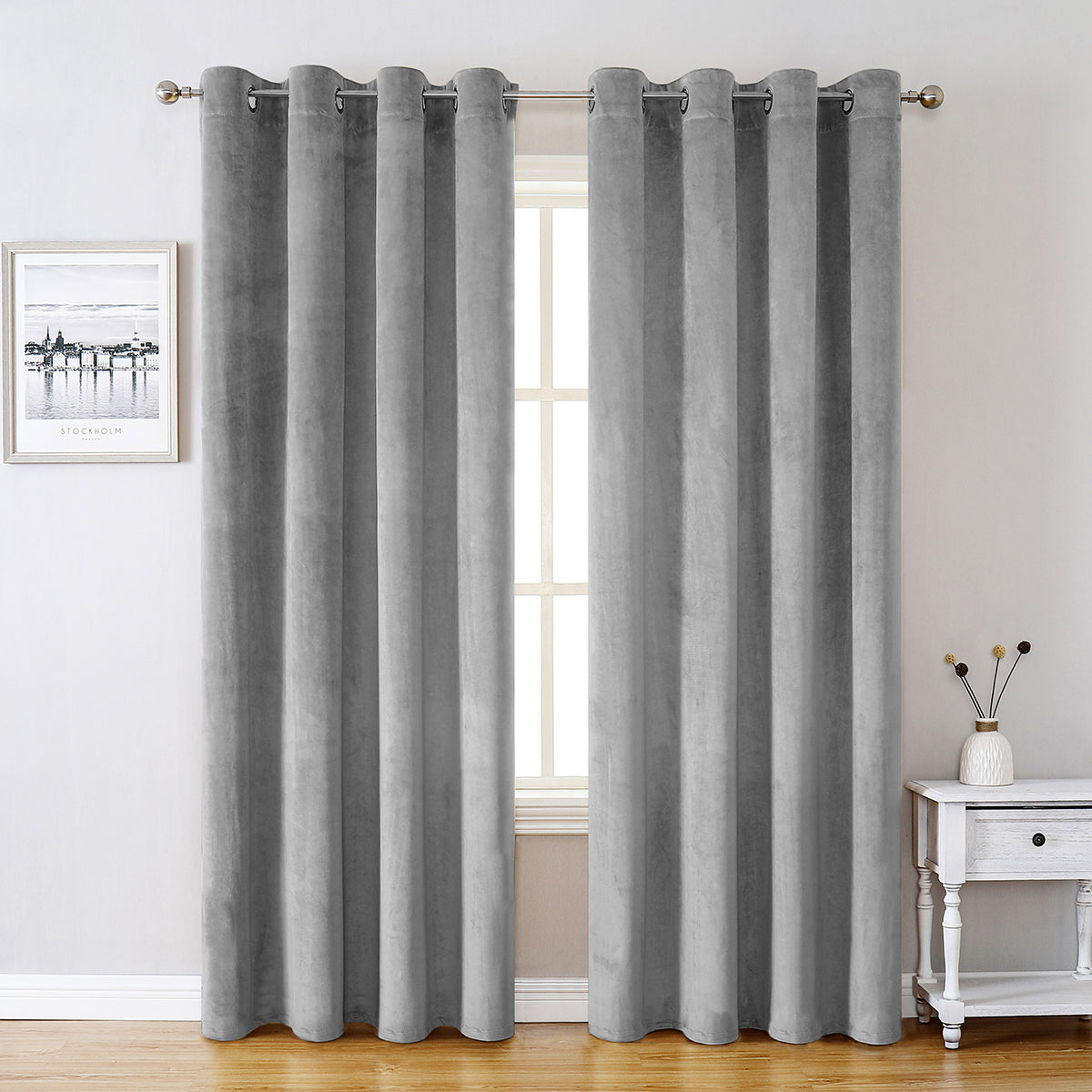 Velvet Curtains, 1 Panel, Gray, 132*164cm/132*214cm/132*244cm