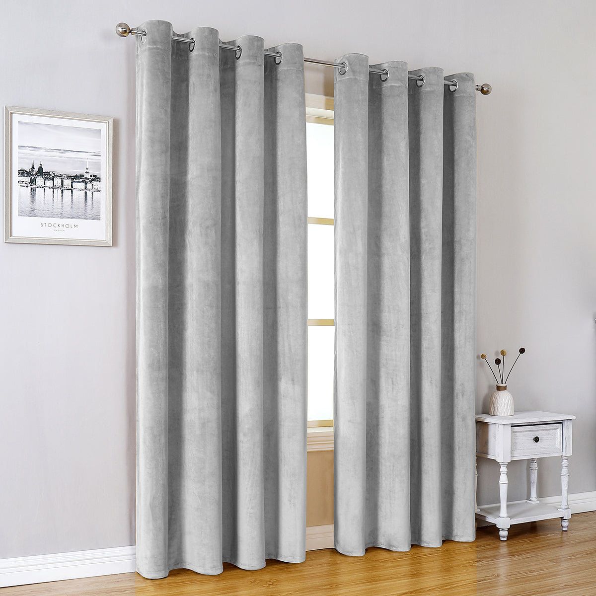 Velvet Curtains, 1 Panel, Gray, 132*164cm/132*214cm/132*244cm