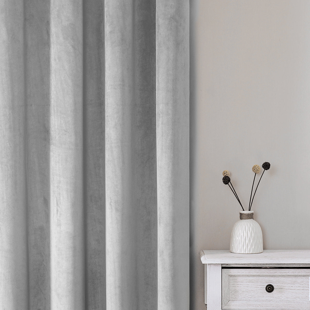 Velvet Curtains, 1 Panel, Gray, 132*164cm/132*214cm/132*244cm