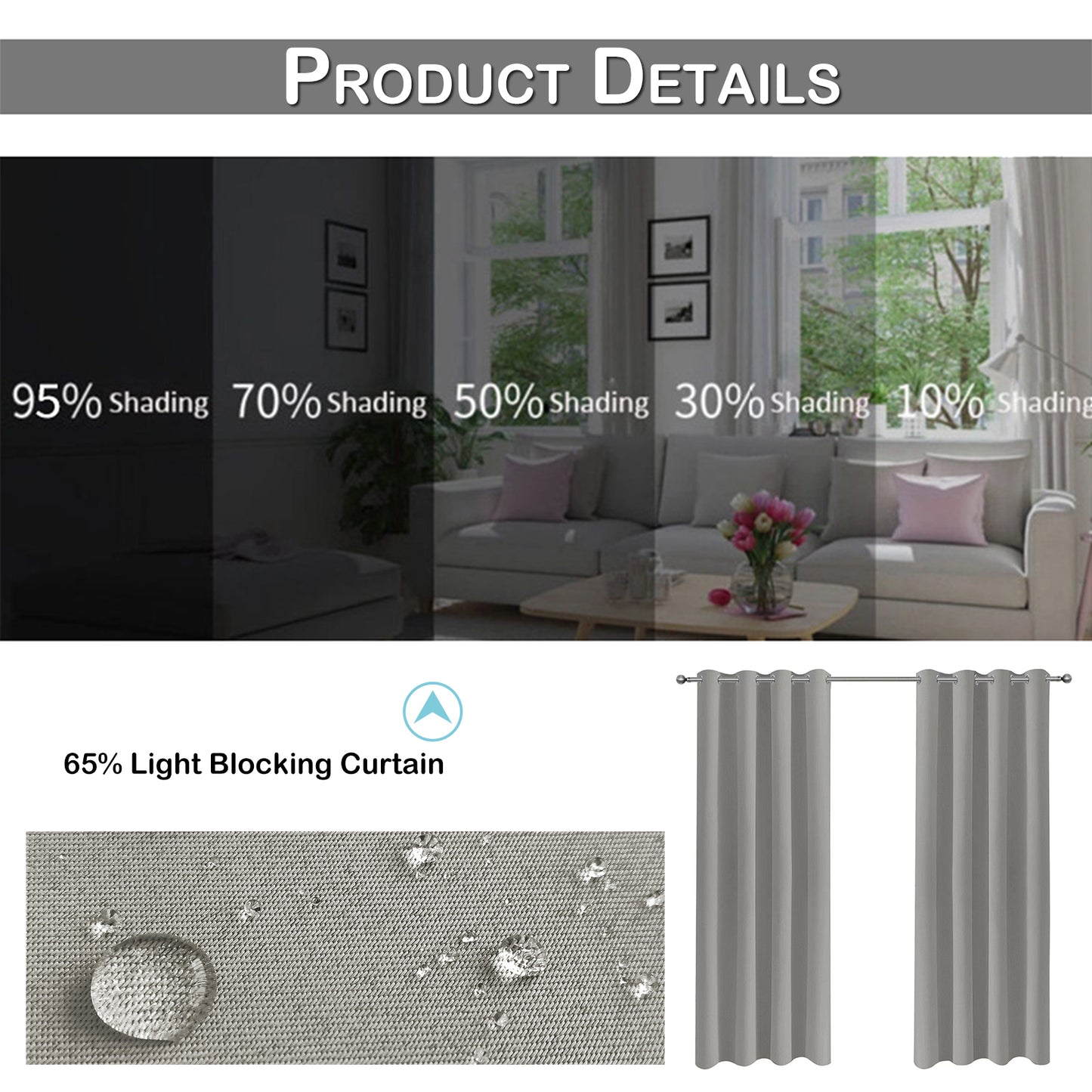 Rideau imperméable pour patio extérieur