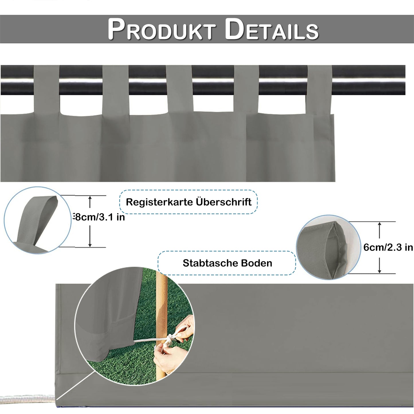 Wasserabweisender und Windstabiler Outdoor Vorhang für Terrasse und Garten
