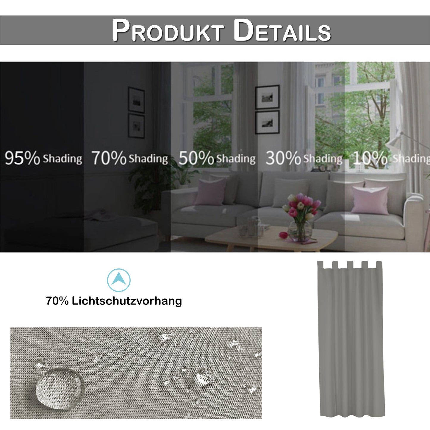 Wasserabweisender und Windstabiler Outdoor Vorhang für Terrasse und Garten