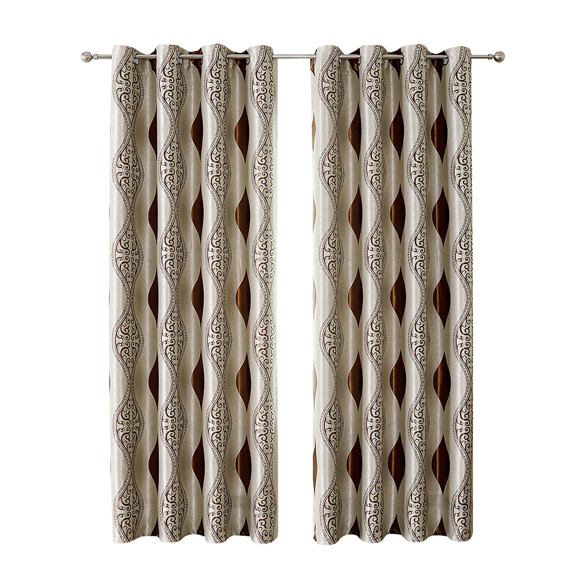 Rideaux géométriques, 1 panneau, marron, 100*130cm/100*250cm/140*260cm
