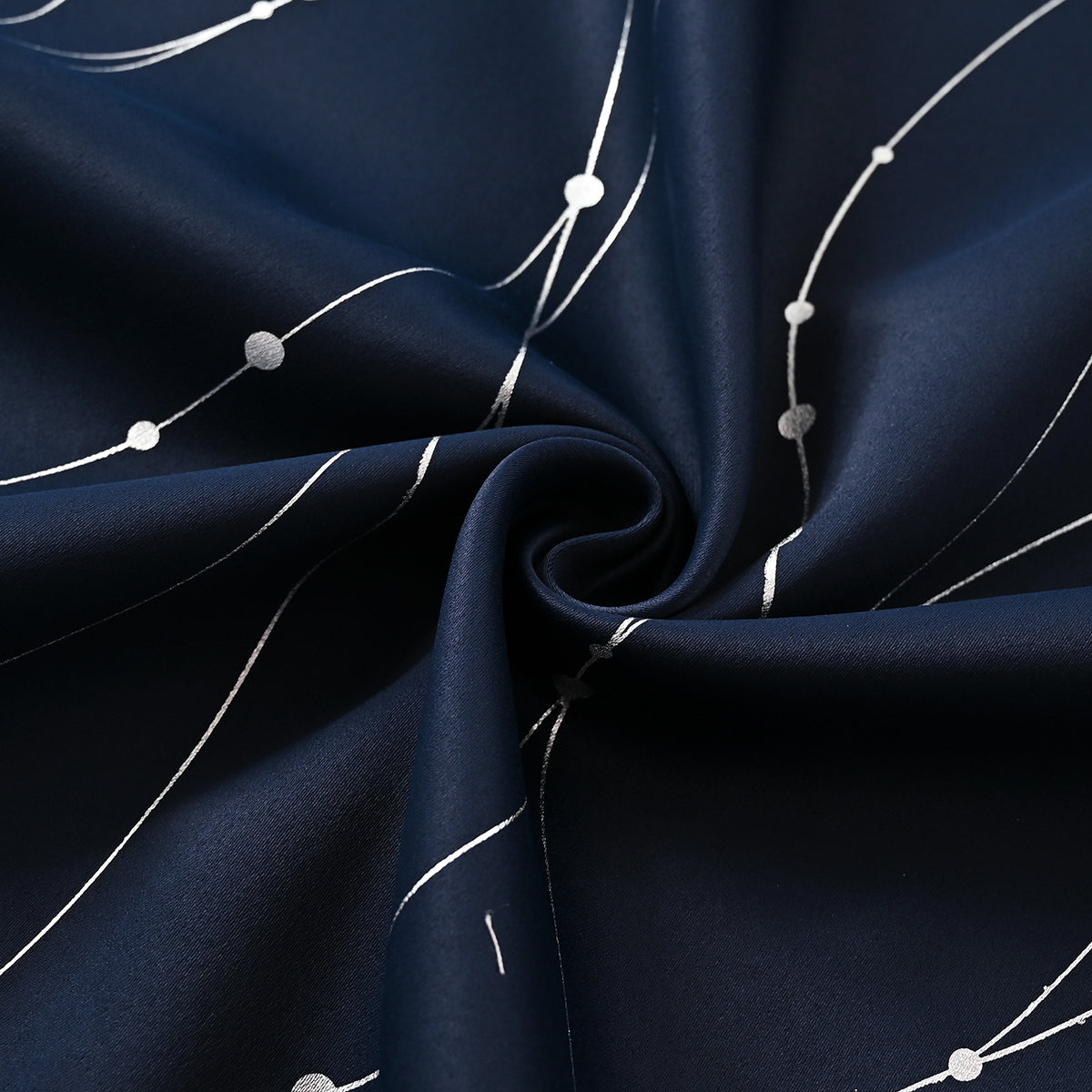 Silver Stamping Blackout Curtains, 1 Panel, Navy Blue, 132*160cm/132*213cm