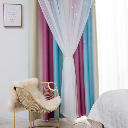 Rideaux double épaisseur ombrés étoiles, 1 panneau, violet, 134 x 160 cm/134 x 210 cm/134 x 240 cm/134 x 269 cm