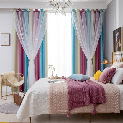 Rideaux double épaisseur ombrés étoiles, 1 panneau, violet, 134 x 160 cm/134 x 210 cm/134 x 240 cm/134 x 269 cm