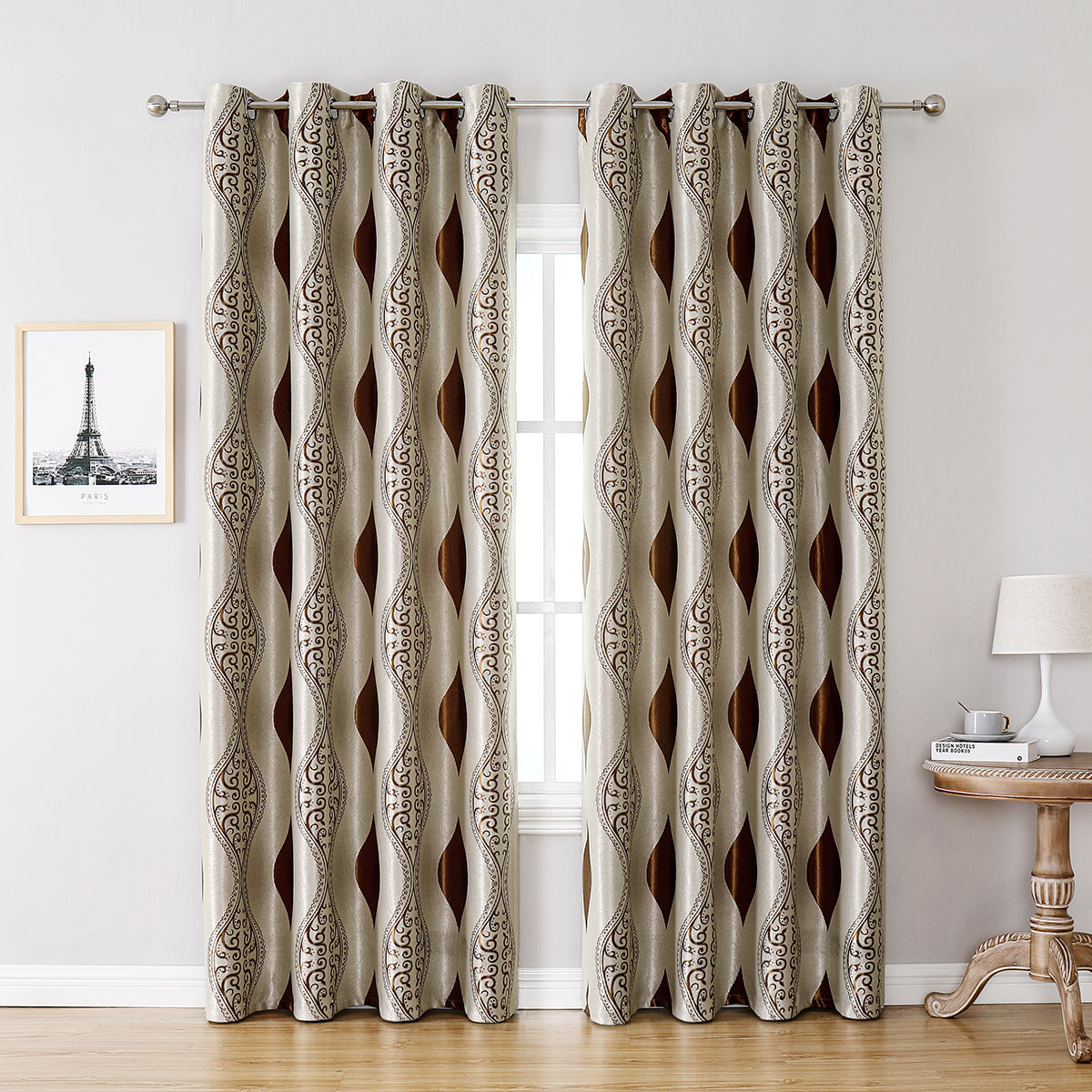 Rideaux géométriques, 1 panneau, marron, 100*130cm/100*250cm/140*260cm