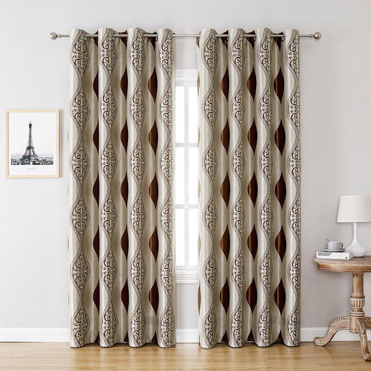 Geometric Curtains, 1 Panel, Brown, 100*130cm/100*250cm/140*260cm