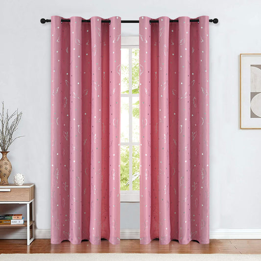 Printing Dinosaurs Curtains, 1 Panel, Pink, 100*130cm/100*250cm/140*260cm
