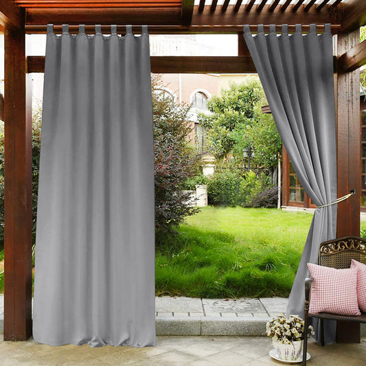 Home Patio 100% Blackout Curtain Outdoor, 1 Panel, Gray, 132x183cm/32x213cm/132x241cm