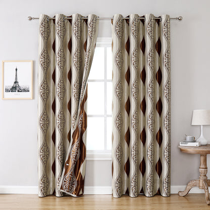 Rideaux géométriques, 1 panneau, marron, 100*130cm/100*250cm/140*260cm