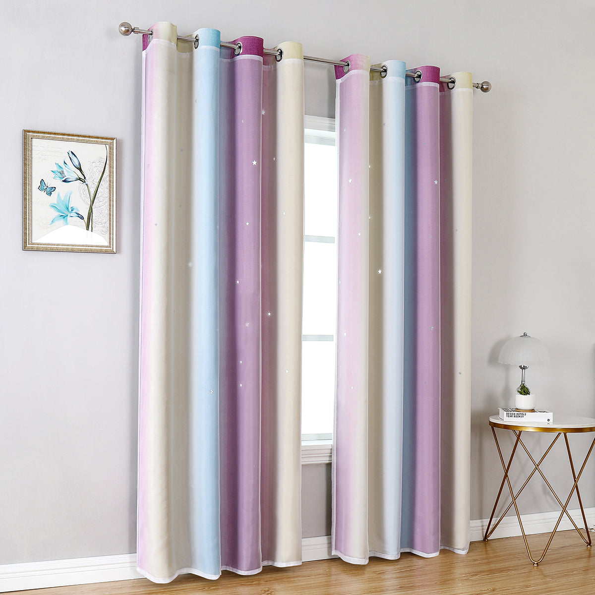 Rideaux occultants à double couche, 1 panneau, violet, 100 x 130 cm/134 x 160 cm/134 x 210 cm/134 x 240 cm