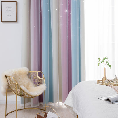 Rideaux double épaisseur ombrés étoiles, 1 panneau, violet, 134 x 160 cm/134 x 210 cm/134 x 240 cm/134 x 269 cm