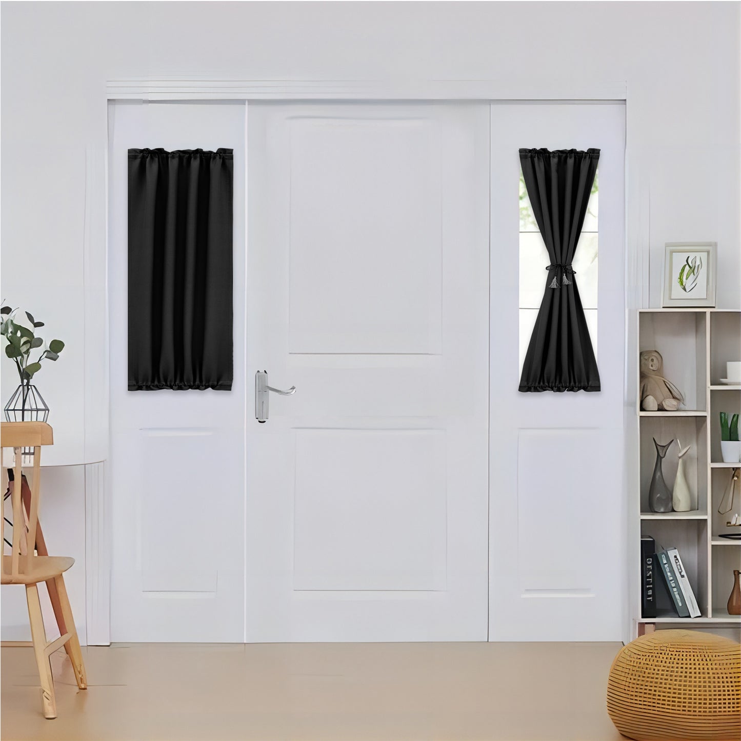 Rideaux de porte occultants, 1 panneau, noir, 61 x 102 cm/61 x 183 cm/132 x 102 cm/132 x 183 cm