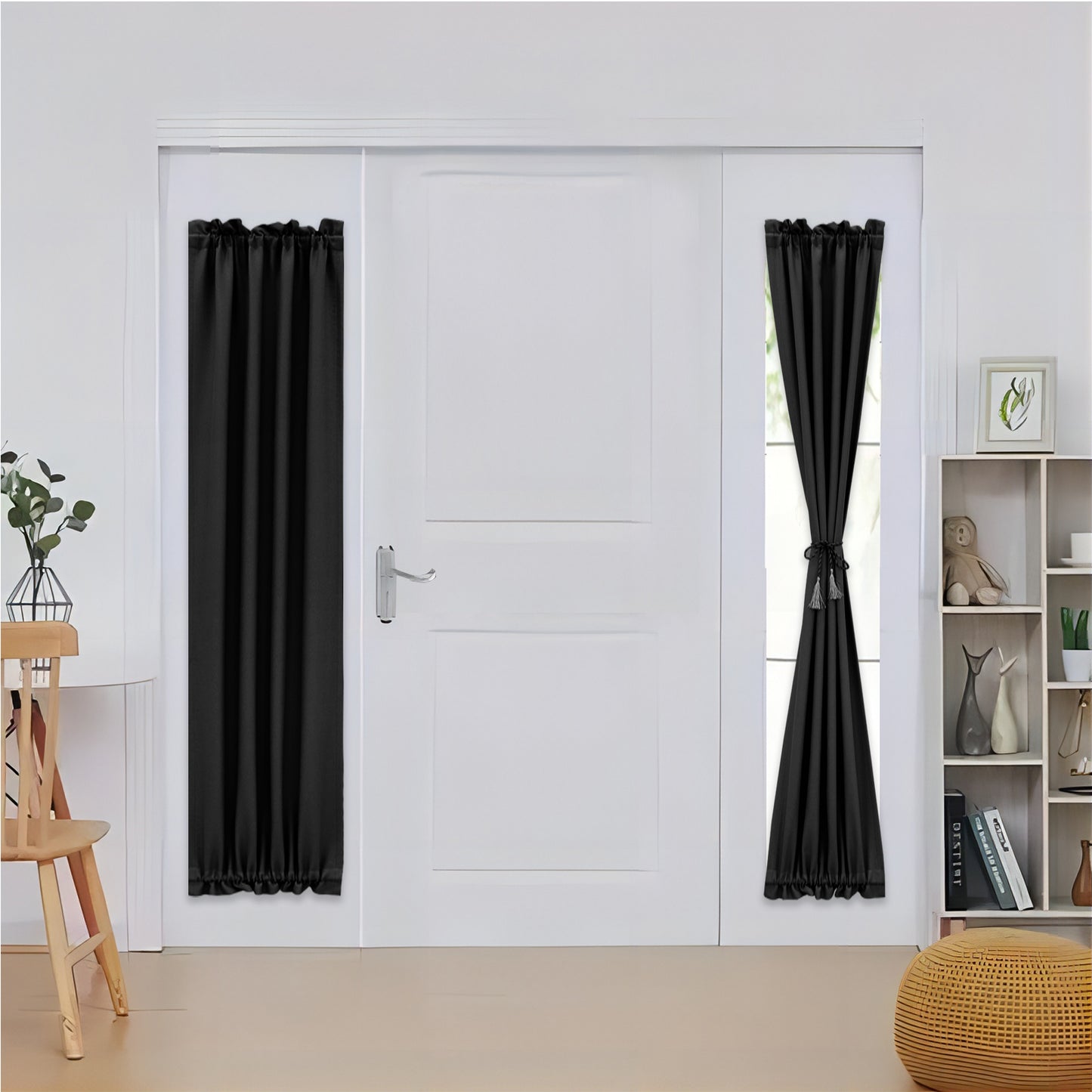 Rideaux de porte occultants, 1 panneau, noir, 61 x 102 cm/61 x 183 cm/132 x 102 cm/132 x 183 cm