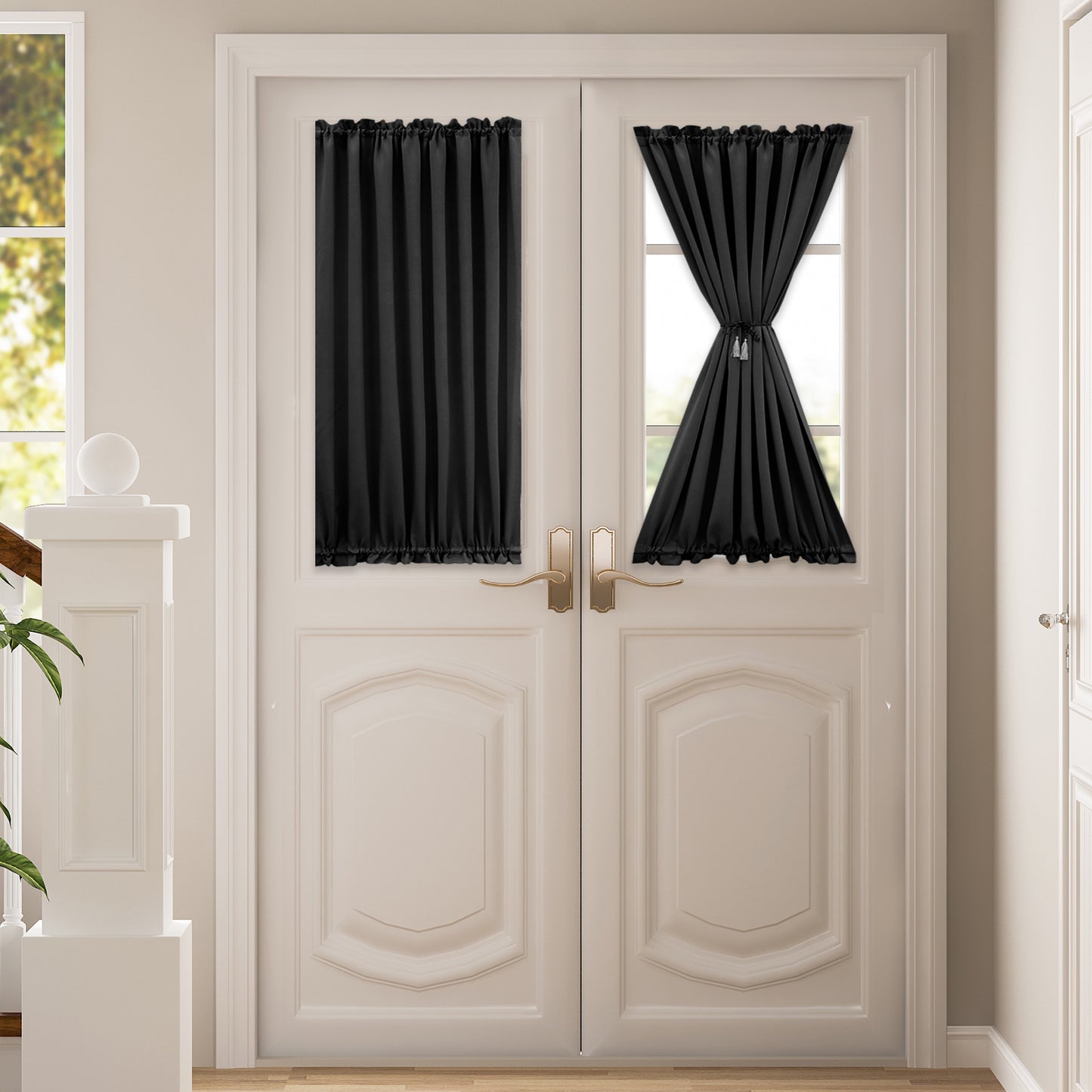 Rideaux de porte occultants, 1 panneau, noir, 61 x 102 cm/61 x 183 cm/132 x 102 cm/132 x 183 cm
