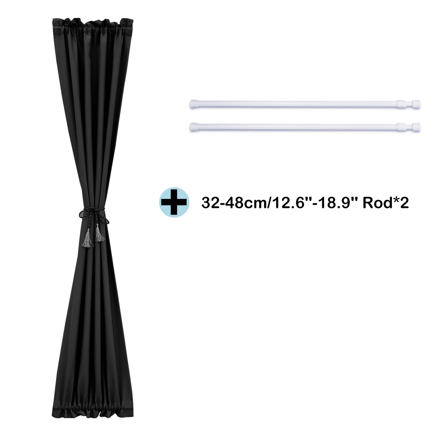 Rideaux de porte occultants, 1 panneau, noir, 61 x 102 cm/61 x 183 cm/132 x 102 cm/132 x 183 cm