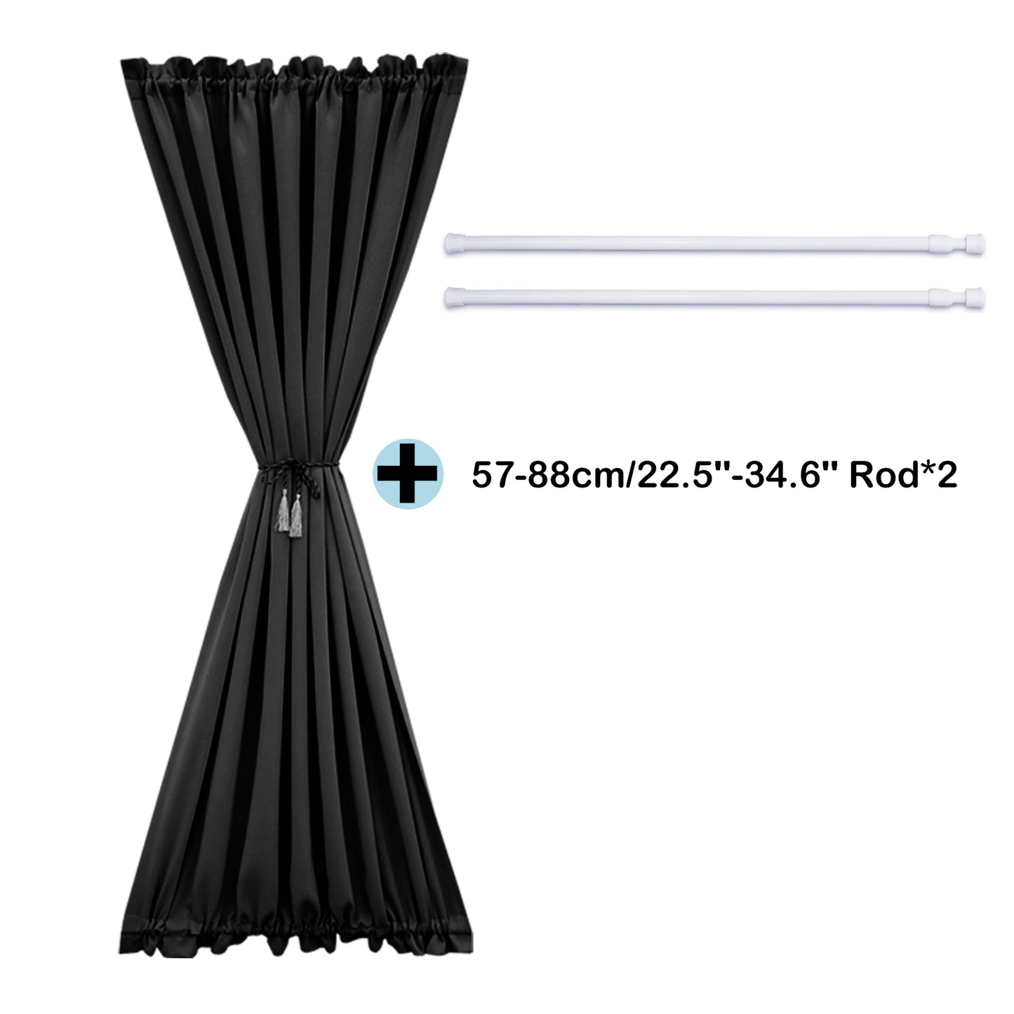 Rideaux de porte occultants, 1 panneau, noir, 61 x 102 cm/61 x 183 cm/132 x 102 cm/132 x 183 cm