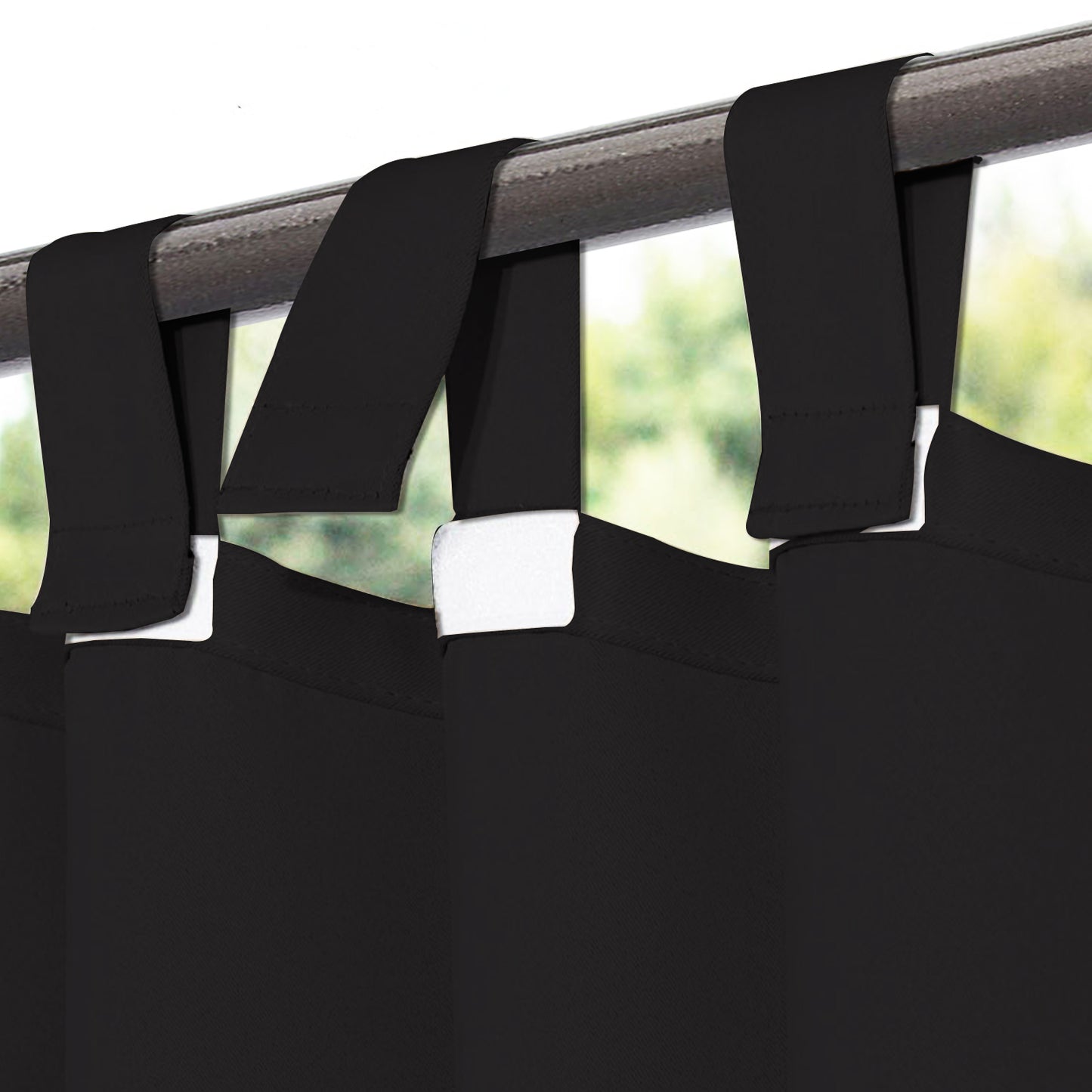 Patio Waterproof Blackout Outdoor Curtains, 1 Panel, Black, 132x213cm/132x241cm/132x274cm