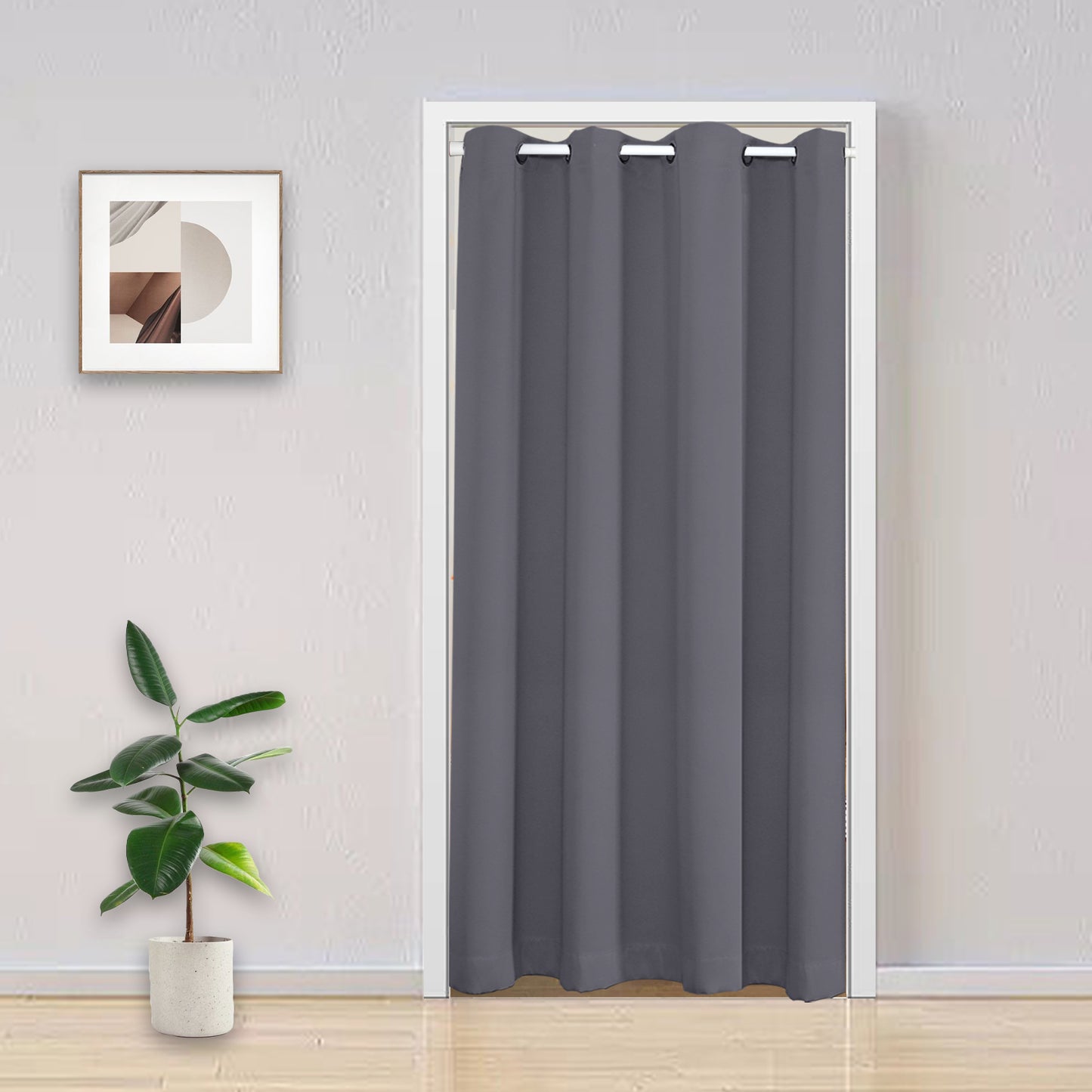 Blackout Door Curtains, 1 Panel, Gray, 132x203cm/132x244cm