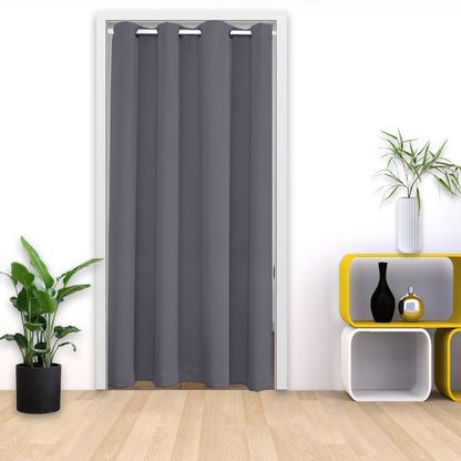 Blackout Door Curtains, 1 Panel, Gray, 132x203cm/132x244cm