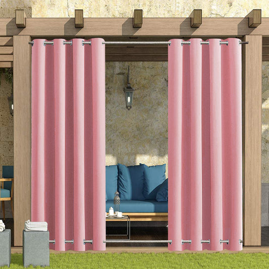 Patio Windproof & Waterproof Blackout Outdoor Curtains, 1 Panel, Pink, 132x213cm/132x243cm/132x274cm