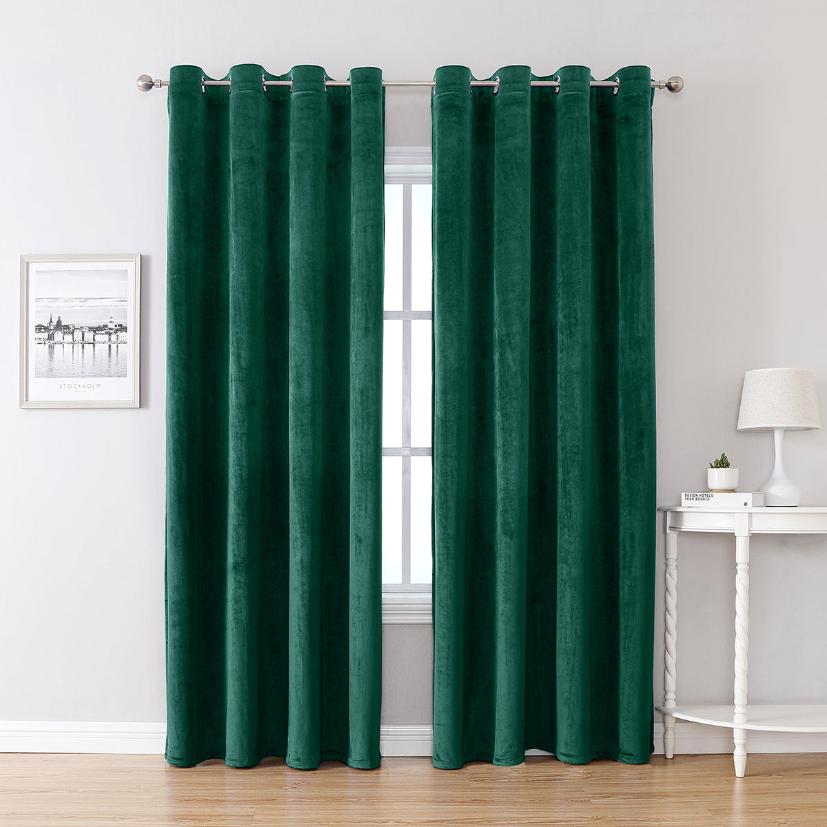 Rideaux en velours, 1 panneau, vert, 132*164cm/132*214cm/132*244cm