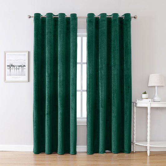 Velvet Curtains, 1 Panel, Green, 132*164cm/132*214cm/132*244cm