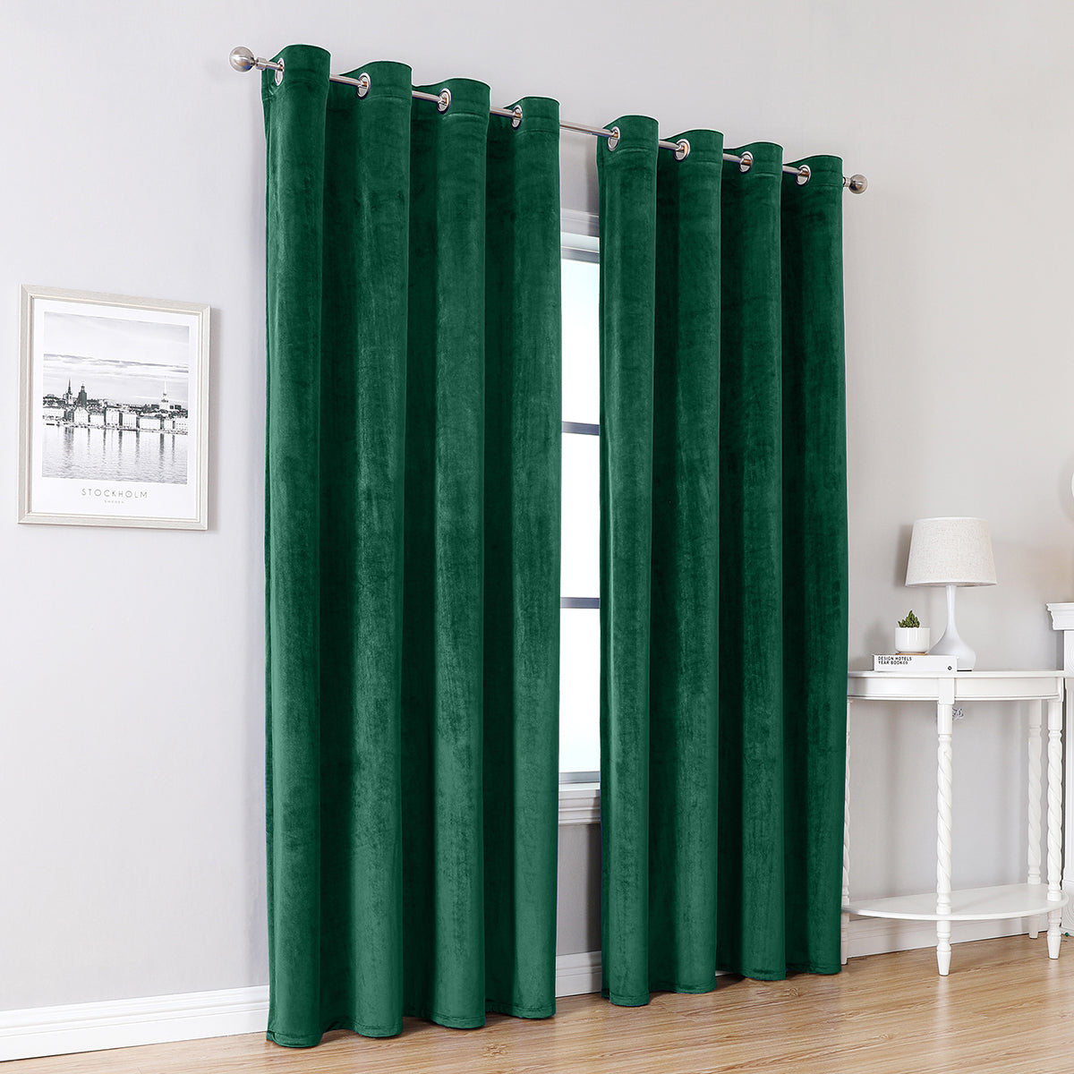 Rideaux en velours, 1 panneau, vert, 132*164cm/132*214cm/132*244cm