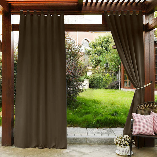 Home Patio 100% Blackout Curtain Outdoor, 1 Panel, Brown, 132x183cm/32x213cm/132x241cm