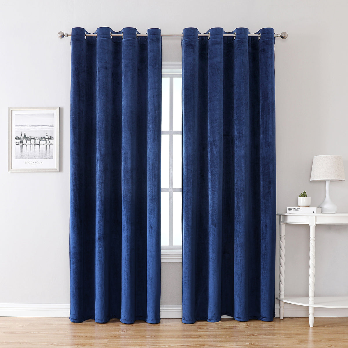Rideaux en velours, 1 panneau, bleu, 132*164cm/132*214cm/132*244cm